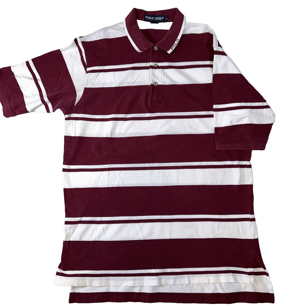 Vtg Ralph Lauren Polo Golf Shirt Short Sleeve XL Rugby Stripe Polo 90s Y2K - Picture 2 of 6